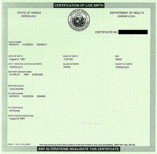 birth certificate obama. obama birth certificate