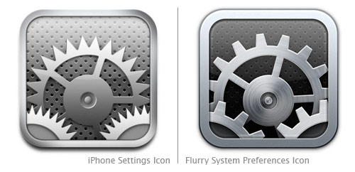 iphone settings icon vs. flurry system preferences icon