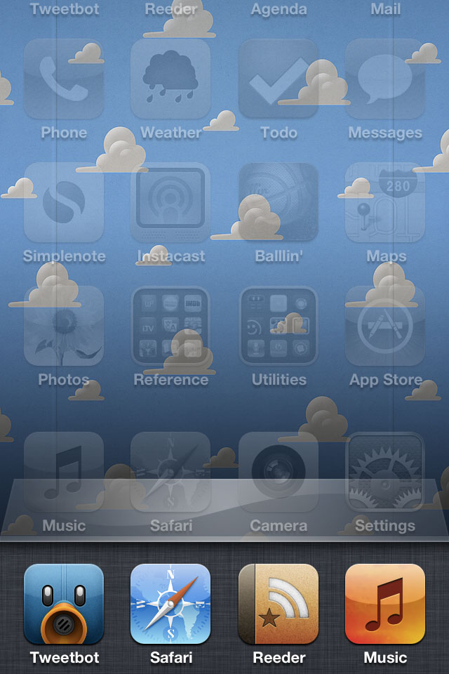current iPhone multitasking drawer