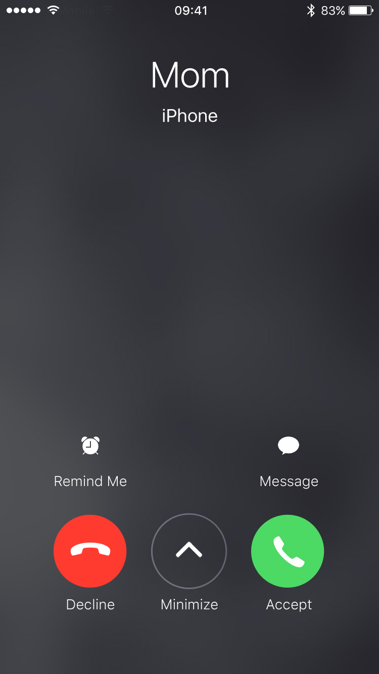 New incoming-call screen